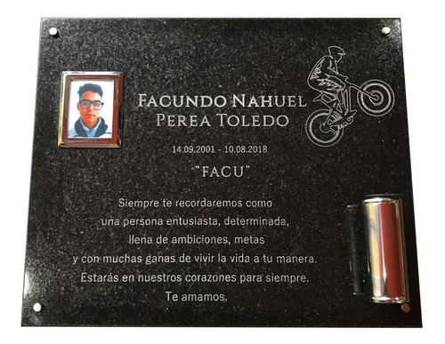 Imagen 3 de 10 de Placa De Mármol Grabada 30x20cm. Con Foto Y Marco Incluido.