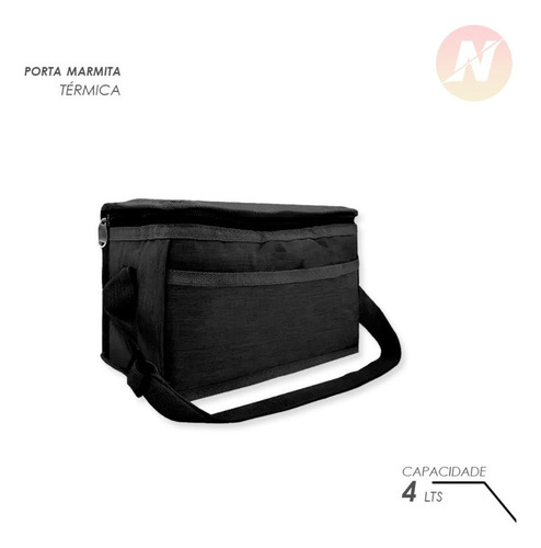 Imagem 4 de 8 de Bolsa Térmica Feminina Masculina Porta Marmita Preta