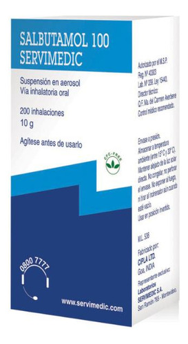 Salbutamol 100 Mcg Servimedic Aerosol