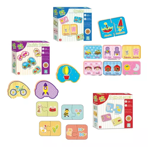 Kit 6 Jogos em Madeira Educativos Pedagógicos Brinquedos Nig