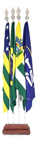 Base Para Bandeira 3 Furo+ 3 Mastro+ 6 Presilha+ 3 Ponteira