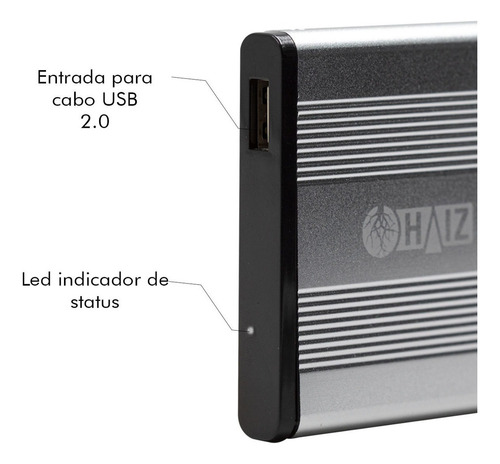 Case Hd Externo 2.5 Usb 2.0 - Prata - Hz-313