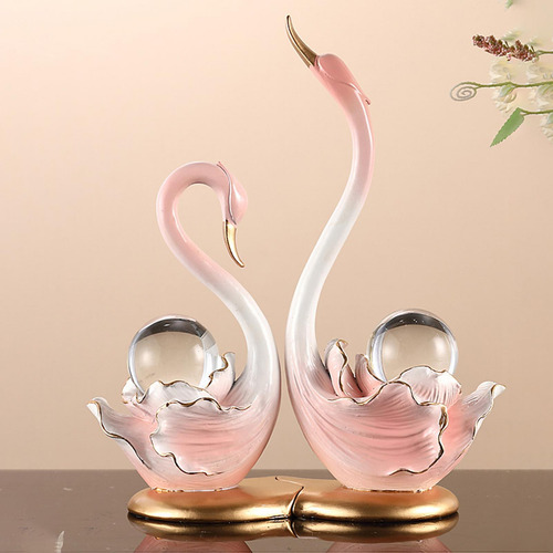 2 Piezas Figuras De Cisne Escultura Manualidades De Rosa