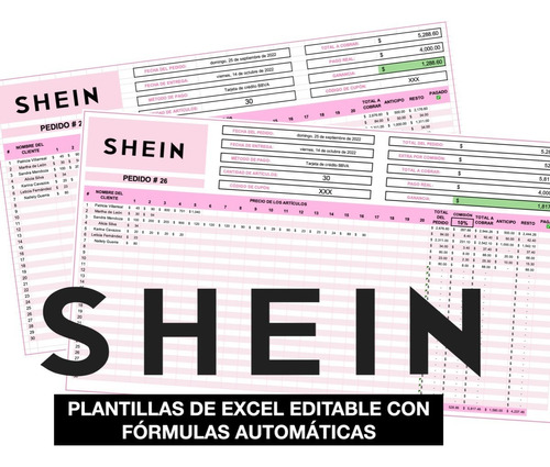 Shein Plantilla En Excel + Agenda Power Point Editables