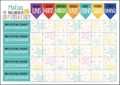 Imagen 2 de 2 de Tablero De Logros Pictogramas / Rutina Semanal Para Niños