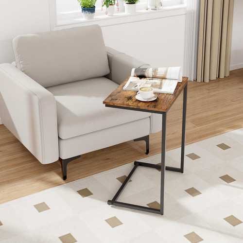 Tangkula Mesa Auxiliar En Forma De C Mesa De Sofá Vintage