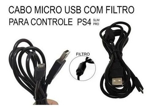 Kit 2 Cabos Usb P/ Carregar Controle  Playstation 4 Slim/pro