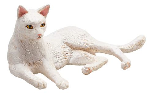 Mojo Figura De Juguete Blanca De Gato Acostado