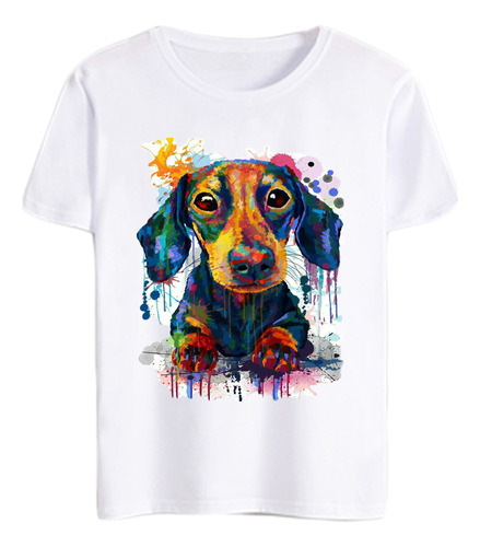 Remera Perro Salchicha Dachshund Caniche Pintura Unisex