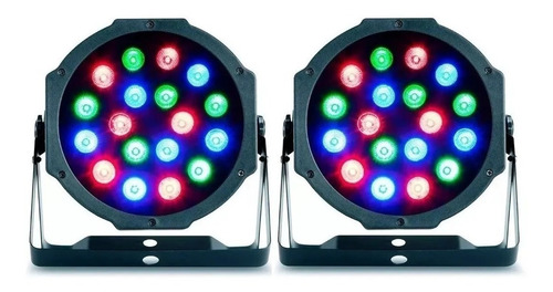 Pack 2 Foco Luces 18 Led Rgb Dmx Fiesta Disco Corriente