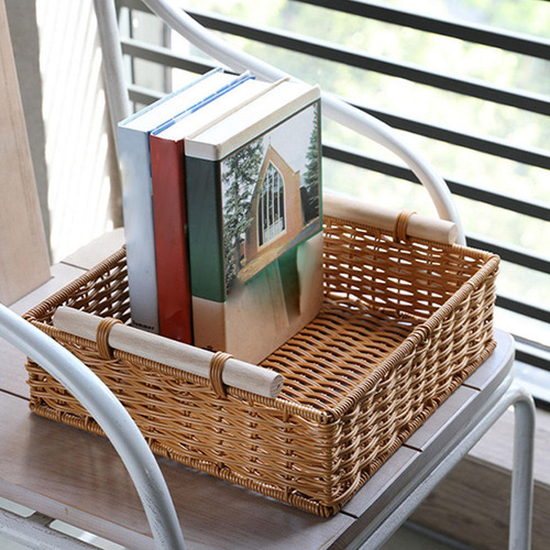 Cesta Tejida A Mano Contenedor De Almacenamiento 29x29x11 Cm