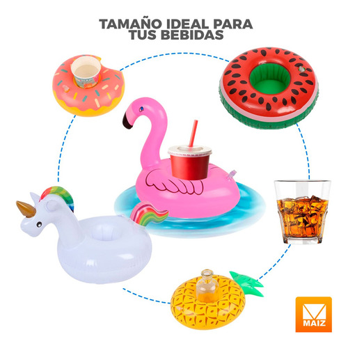 Portavaso Inflable Flotador Soporte Bebidas Alberca Arcoiris