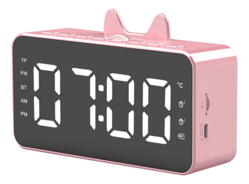 Reloj Despertador Digital Con Espejo Led, Pantalla Grande, A