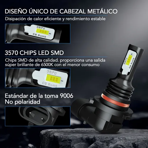 1 Par - 9006 Focos Bombilla Led Antiniebla Blanco 6000k