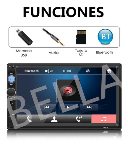 Imagen 5 de 9 de Estéreo De Coche Pantalla Táctil 7 Bluetooth Camara Reversa