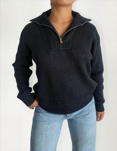 Sweater Medio Cierre Polera Grueso Importado Mujer
