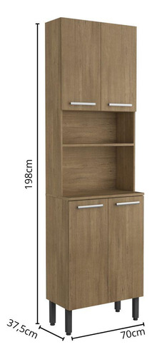 Cozinha Compacta 4 Portas 1 Prateleira Samba Bertolini Cor Carvalho