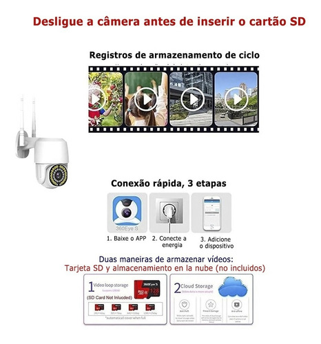 Imagem 8 de 9 de Câmera De Segurança Hd Wifi 38 Led 1080p Com Alarme