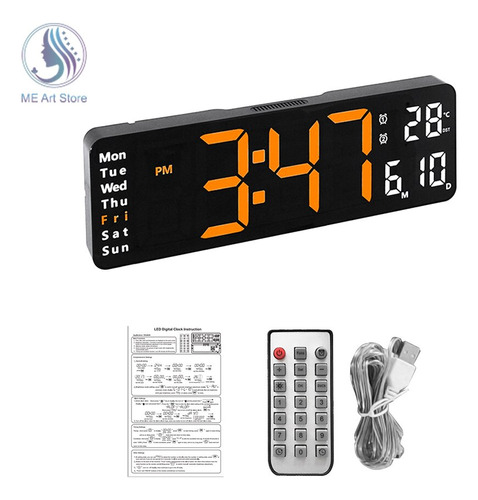 Reloj De Pared Digital Led De 12 In C/temperatura, Fecha