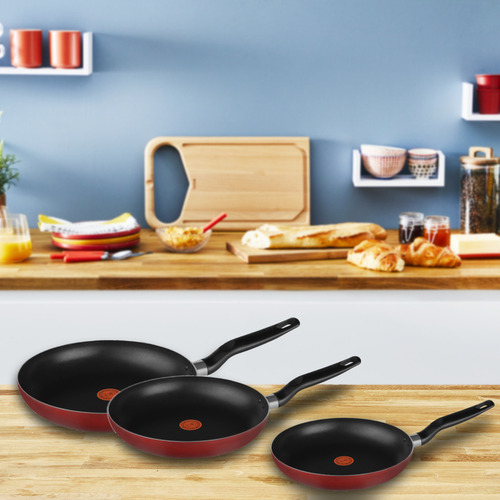 Juego De Sartenes 20 24 26 Cm Easy Cook Rojo T-fal Rojo