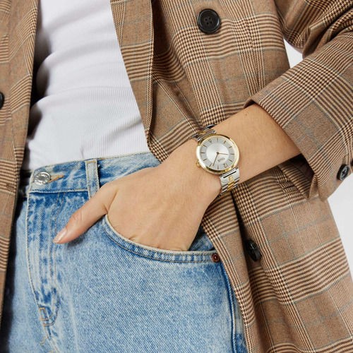Reloj Analógico Con Brazalete De Acero Ipg Dorado S-band Correa Plateado