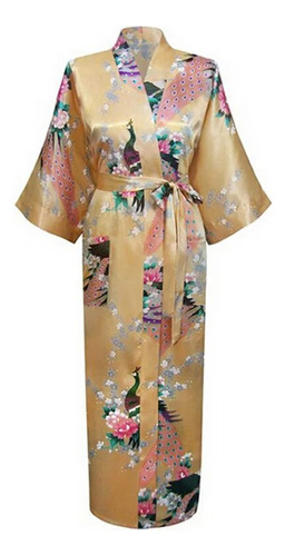 Disfraz De Yukata De Satén Para Mujer, De Pavo Real, Para Do