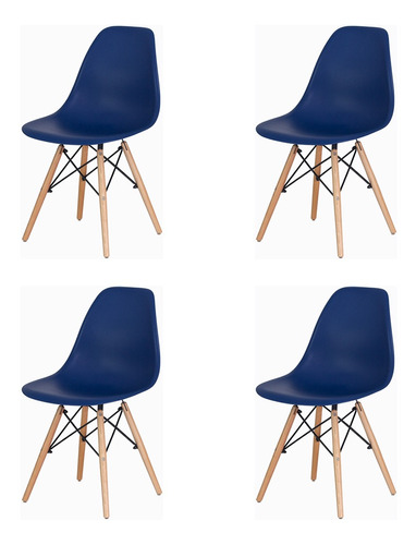 Conjunto Kit 4 Cadeiras Charles Eiffel Eames Wood Design Base Madeira Várias Cores Sala Jantar Cozinha