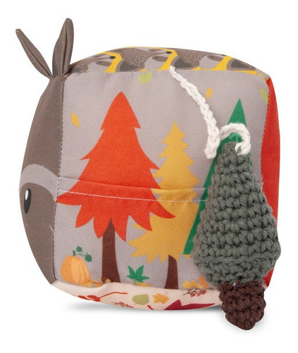 Imagen 2 de 5 de Cubo Sensorial Didactico Apego De Tela Con Sonajero P/ Bebes