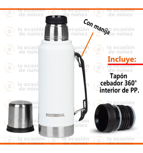 Imagen 3 de 7 de Termo Mate Waterdog 1000cc Antideslizante Acero Inoxidable