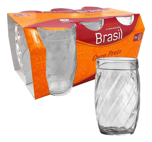 Vasos Vidrio Wheaton Ouro Preto 320 Ml Pack X 6 Transparente