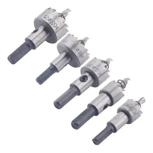 Imagen 2 de 7 de Set 5 Piezas Brocas Copa Para Metal 16 18,5 25 20 30 Mm