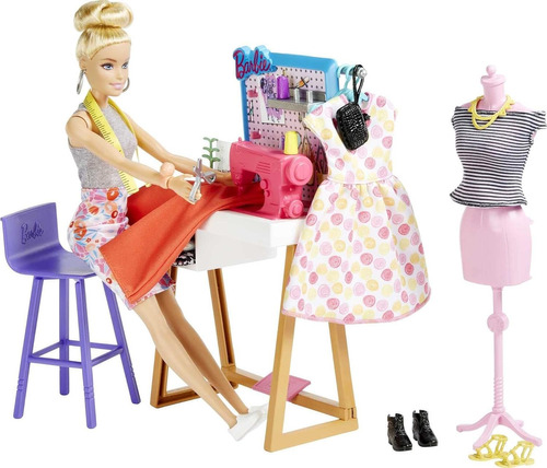 Barbie Diseñadora Con Maquina De Coser Ropa Y Accesorios