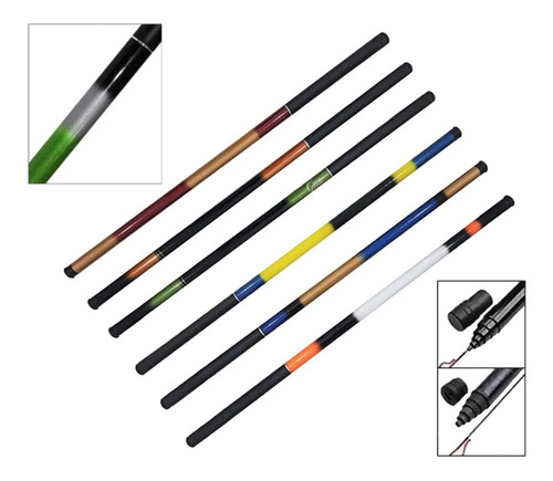 Kit 5 Varas De Mão Telescópica De 3,00 M Fibra Vidro Tilapia