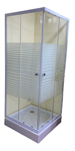 Shower Door Y Receptaculo 90x90x195 Con Adhesivo Empavonado