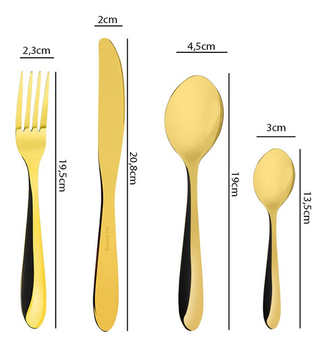 Imagem 2 de 3 de Faqueiro 24 Peças Dourado Ouro Garfo Faca Colher Talheres *
