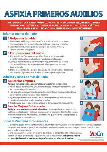 Póster De Asfixia Para Bebés, Niños, Adultos En Español (paq