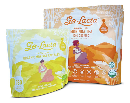 Go-lacta Paquete Orgánico Cápsulas Y Té De Moringa 180+16
