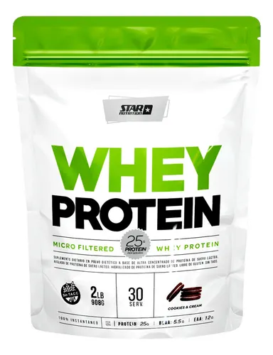 Suplemento En Polvo Star Nutrition Whey Protein Proteínas Sabor Cookies And Cream En Bolsa De 908g