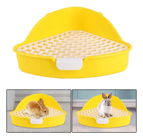 Caja De Arena Triangular Mediana Para Conejos Con Rejilla