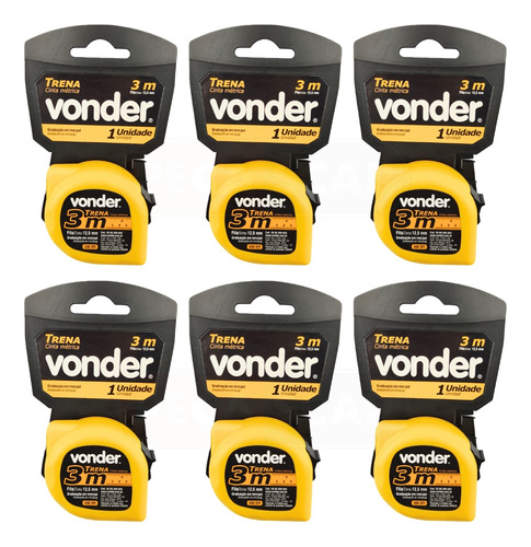 Kit 6 Trenas 3 Metros Curta De Aço Alta Qualidade - Vonder