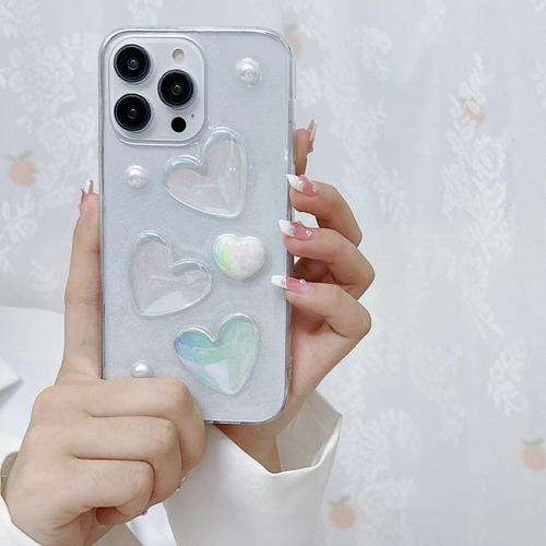 Capa Tpu Com Padrão 3d De Coração Para iPhone 16e