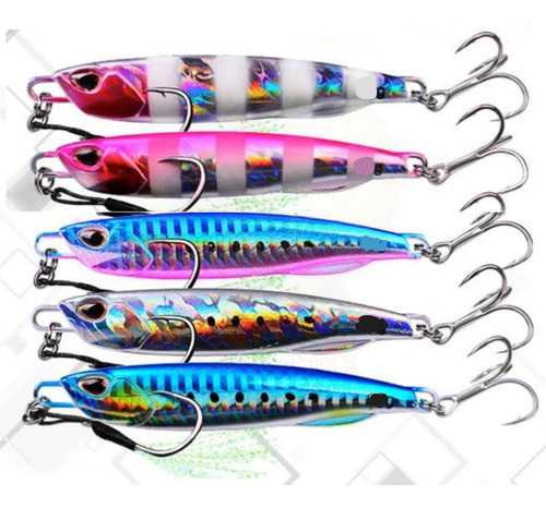 5 Jigs Señuelos De Pesca De Fondo 1.4 Oz 40 Gr Lances Largos