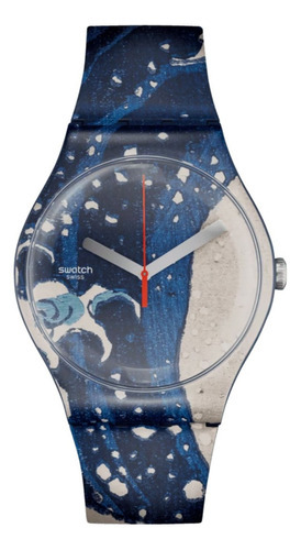 Reloj Swatch The Great Wave By Hokusai & Astrolabe Suoz351 Color De La Malla Azul Color Del Bisel Azul Color Del Fondo Azul