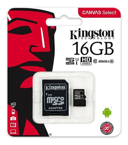 Micro Sd Hc 16gb Kingston Canvas C10 80mbs Original Sellado 