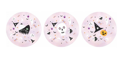 Plato Polipapel Postre Halloween X10uni Cotillon Descartable