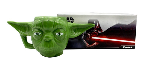 Caneca Porcelana Formato 3d Mestre Yoda Star Wars Disney