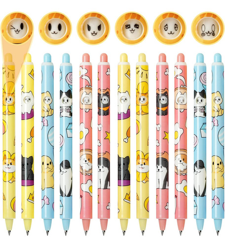 12 Bolígrafos De Animales Kawaii Y Lindos, Diseño Ún...