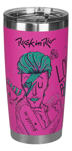 Copo Térmico Rosa Rock In Rio Gluck 519ml Be Yourself Pink