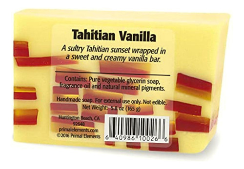 Primal Elements Wrapped Bar Soap, Tahitian Vanilla,