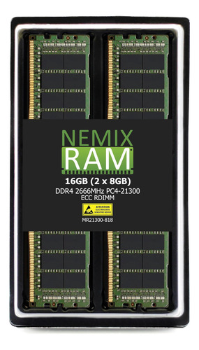 Memoria Registrada Nemix Ram De 16 Gb (2 X 8 Gb) Ddr4-2666 Mhz Pc4-21300 Ecc Rdimm 1rx8 1,2 V Para Servidor/estación De Trabajo